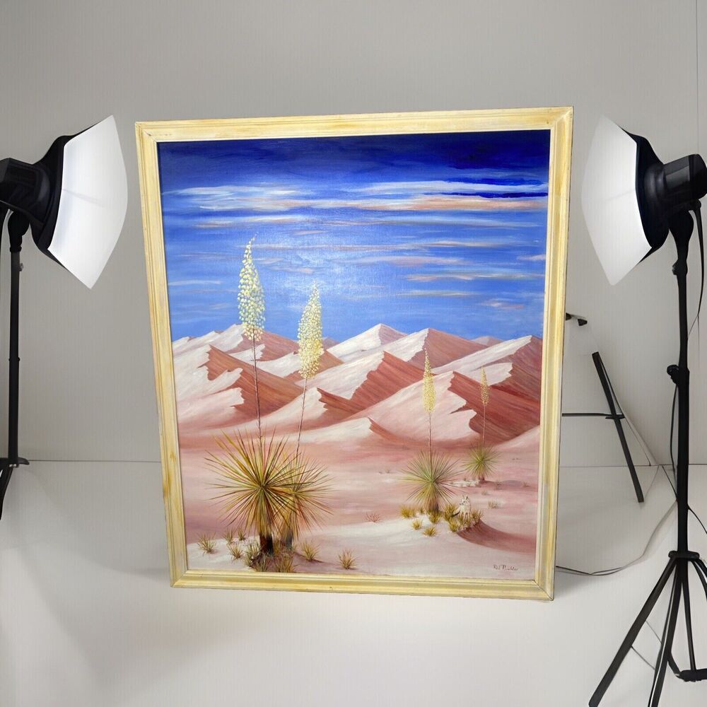 Oil Panting Rick Plumbley Desert Painting 36 x 30‎ Singed By Artist White Sands